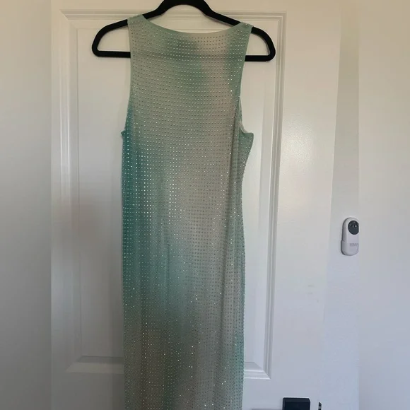 Self Portrait Green Contour Print Rhinestone Dress - Picture 10 of 17